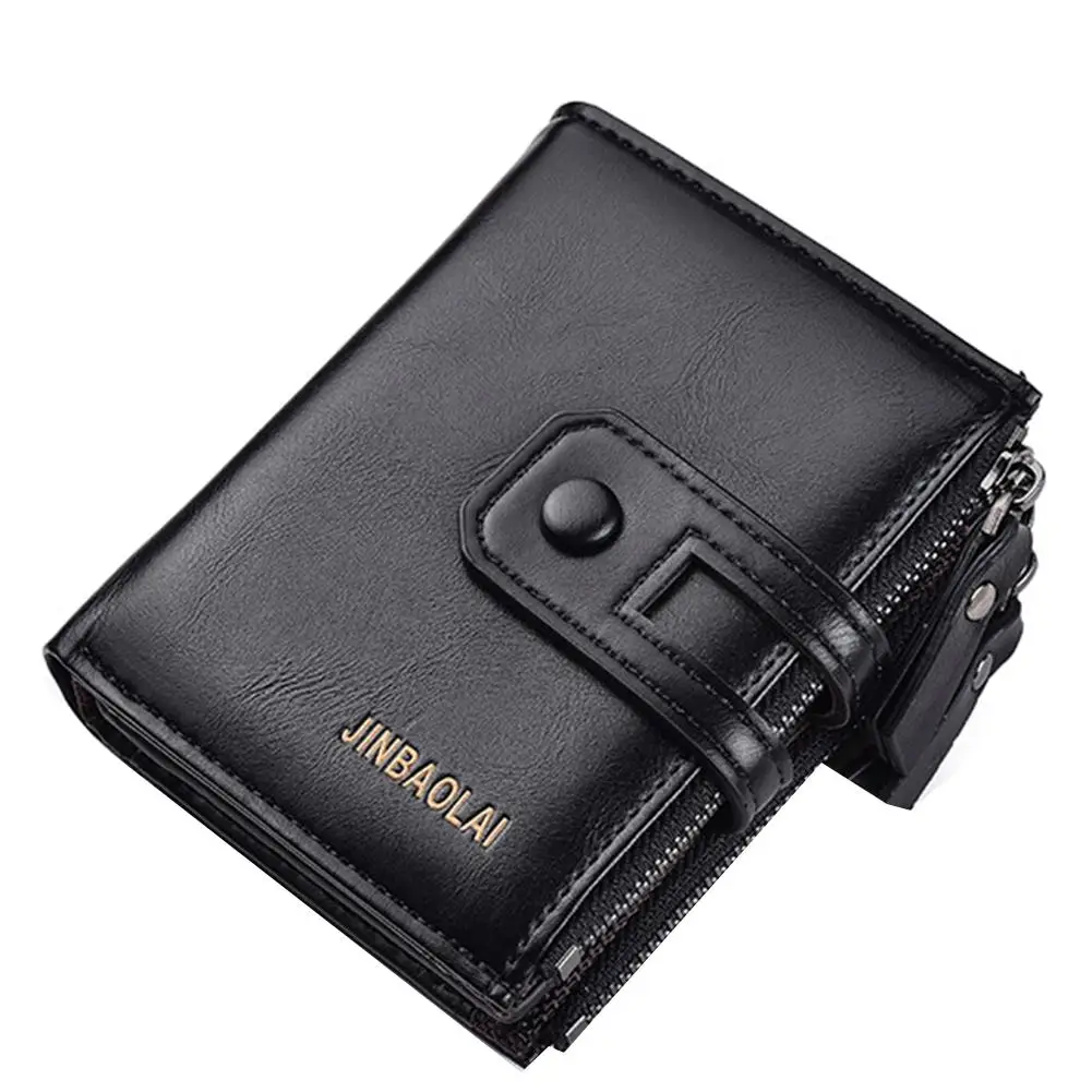 Винтажный Мужской короткий кошелек на застежке держатель для карт из