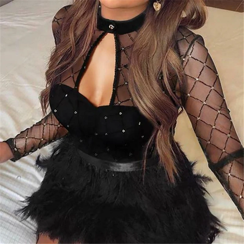 Женское Сетчатое платье с вырезами вечерняя одежда для вечевечерние Прозрачное