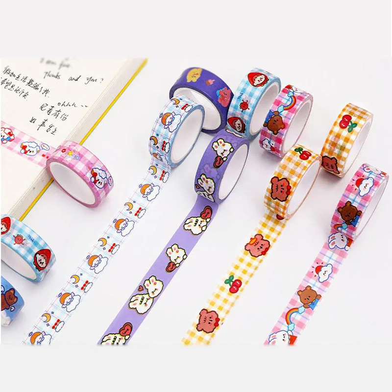 

4 Pcs Cartoon Bear Rabbit Washi Tape Decoration Sticker Scrapbooking Diary Adhesive Masking Tape Stationery School Supplies