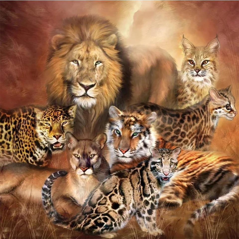 

5D полноразмерная квадратная/круглая алмазная живопись, животное, Лев, тигр, вышивка, мозаика, вышивка крестиком своими руками