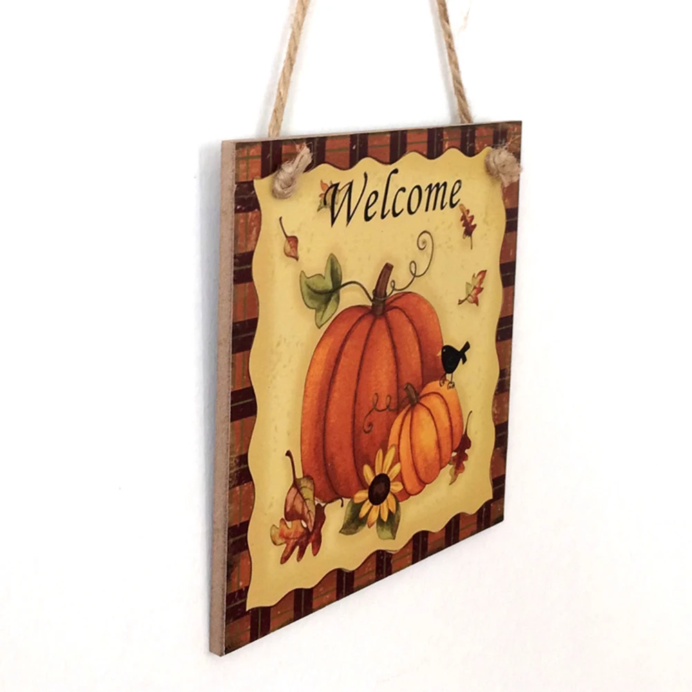 Деревянные тыквы подсолнечника Бляшка доска Хэллоуин Урожай подвесной
