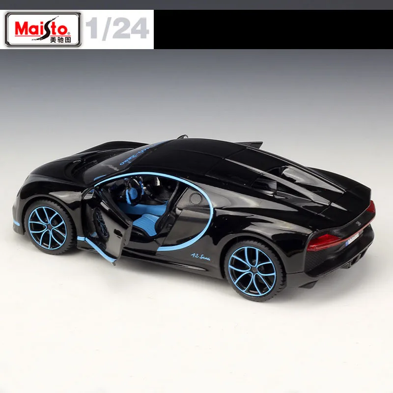 Maisto 1:24 Bugatti Chiron 42 Seconds черная литая под давлением модель Гоночная машина игрушка Дети Подарки Новинка в коробке