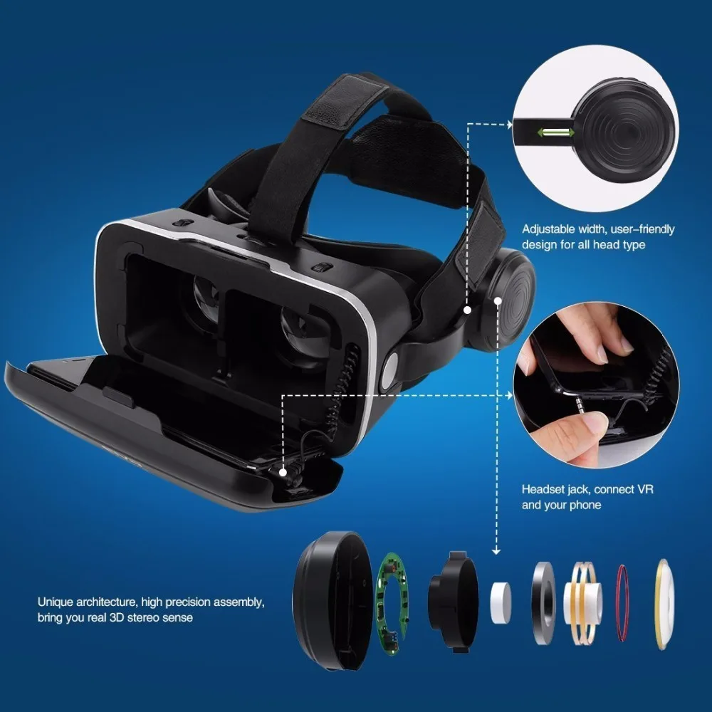 Shinecon модернизированные Очки виртуальной реальности Z4 VR с большим просмотром 3D