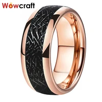8mm rose gold tungsten rings for men women wedding band meteorite domed polished comfort fit