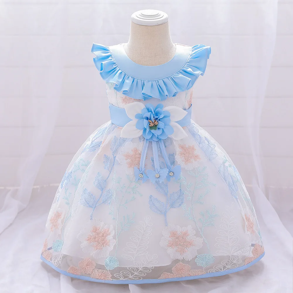 

2021 White Pink Baptism 1 Year Birthday Dress For Baby Girl Clothing Beads Princess Dresses Organza Party Dress Child Clothes