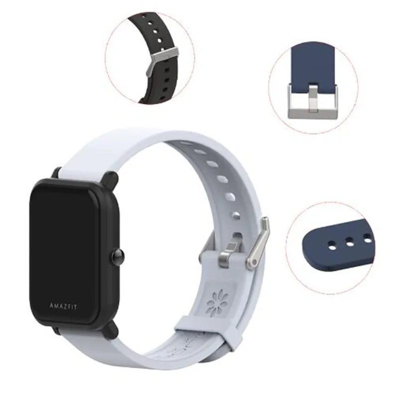 20 мм ремешок для Amazfit GTS силиконовый на запястье Xiaomi Huami Bip BIT PACE Lite Youth Смарт часы