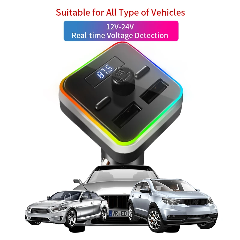 Автомобильный FM-трансмиттер Bluetooth 5 0 светодиодный модулятор музыкальный плеер с