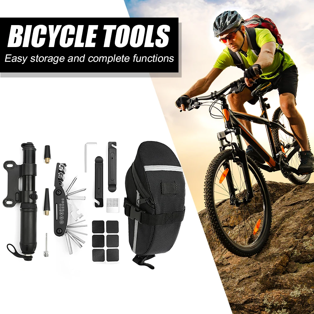 

Bicycle Repair Tool Kits with Saddle Bag Multi-function Bike Multitools MTB Cycling Chain Tire Maintenance Set