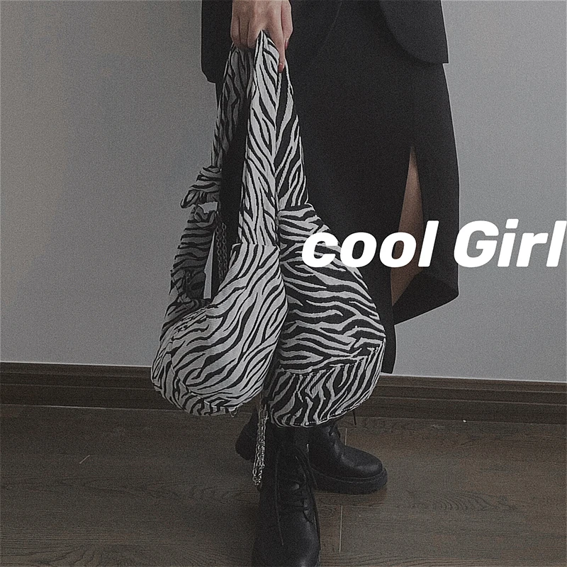 

Zebra Pattern Ladies Hobos Shoulder Messenger Bag Large Capacity Women Chain Underarm Bags Fashion Female Casual Tote Handbags