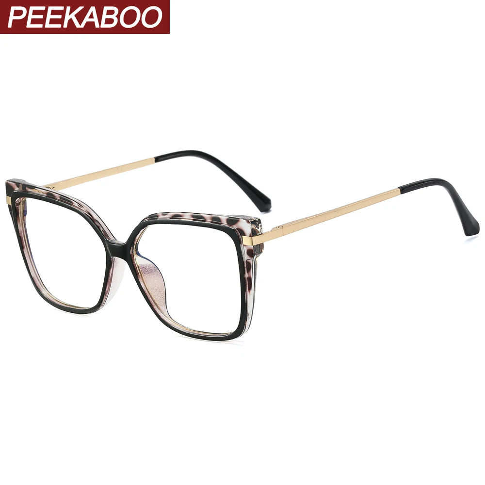 

Peekaboo, анти-синий светильник, очки для женщин, оптическая оправа TR90 для компьютера, половина металла, женские квадратные очки, модные прозрач...