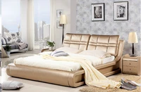 high quality factory price royal large king size genuine leather soft bed bedroom furniture soft bed 2640