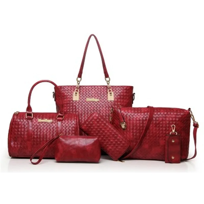 

fashion new boutique women's bag gradient color weaving five-piece set good quality multi-piece set mother bag purses handbags