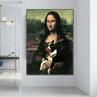 Винтажная фигурка постеры с масляной живописью и принты Лиза и собака художественные принты на холсте домашний декор настенные картины для гостиной