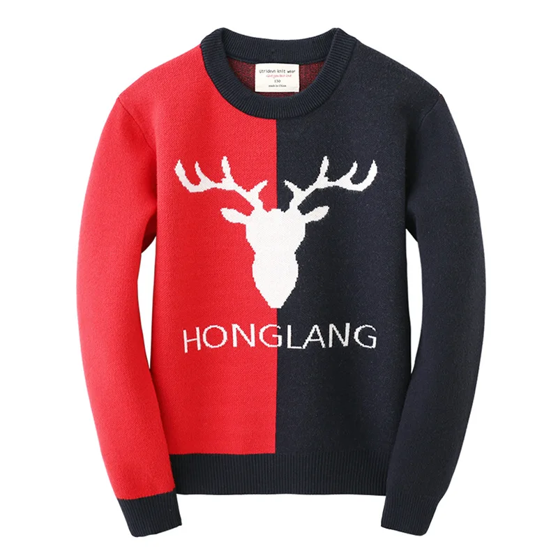 

5-12Years Teenagers Boys Sweater Winter Autumn Children Knitwear Pullover Clothes Kids Cartoon Print with Thick Warm Sweaters