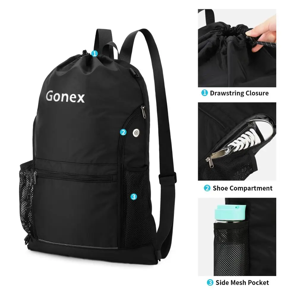 Gonex Баскетбол Рюкзак со съёмной шаровой сетка мешок складной спортивный рюкзак