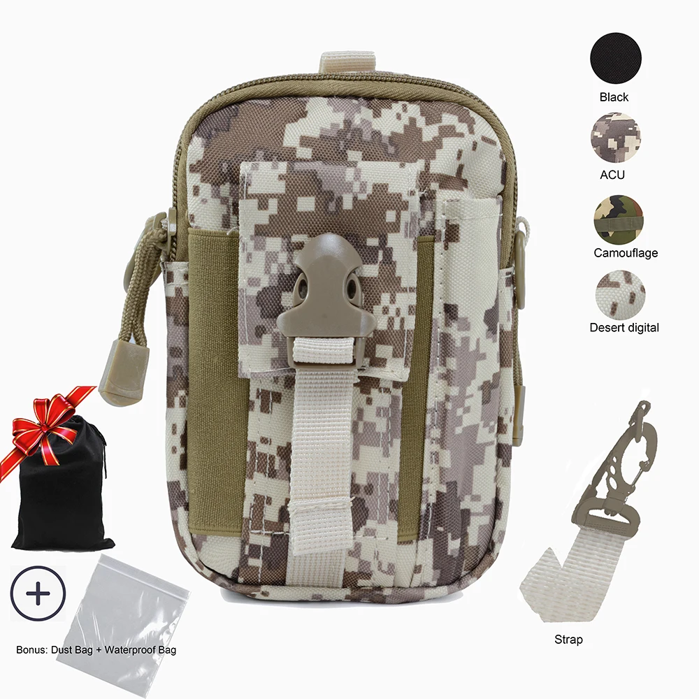 Мужская тактическая Сумка Molle, поясная сумка, маленький карман, военная сумка для бега, походные сумки, кошелек для мобильного телефона, инструмент для путешествий - Цвет: Desert digital
