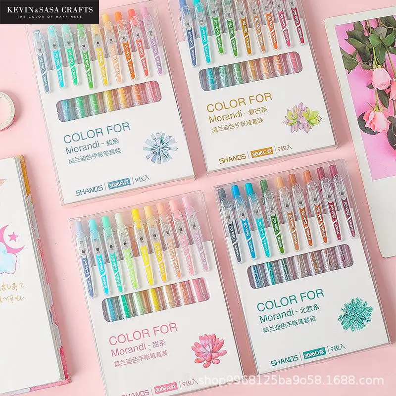 

9Pcs/Set Gel Pen Set With 9 Different Colors 0.5mm High Quality Back To School Tools Presented By Kevin&Sasa Crafts