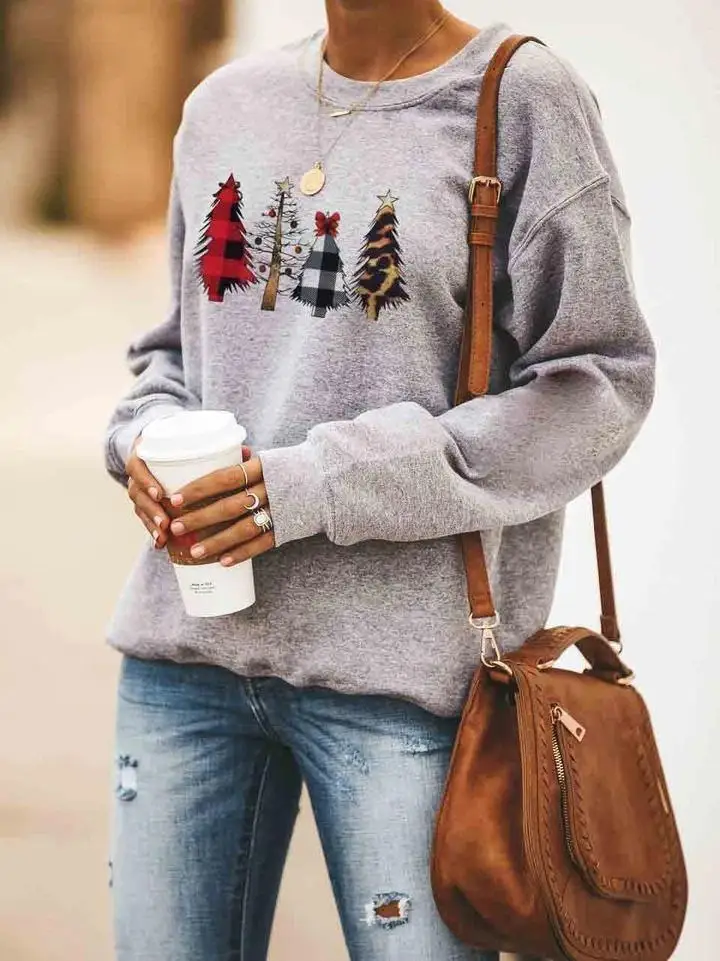 Женский свитшот с леопардовым принтом|Женские толстовки и свитшоты| |