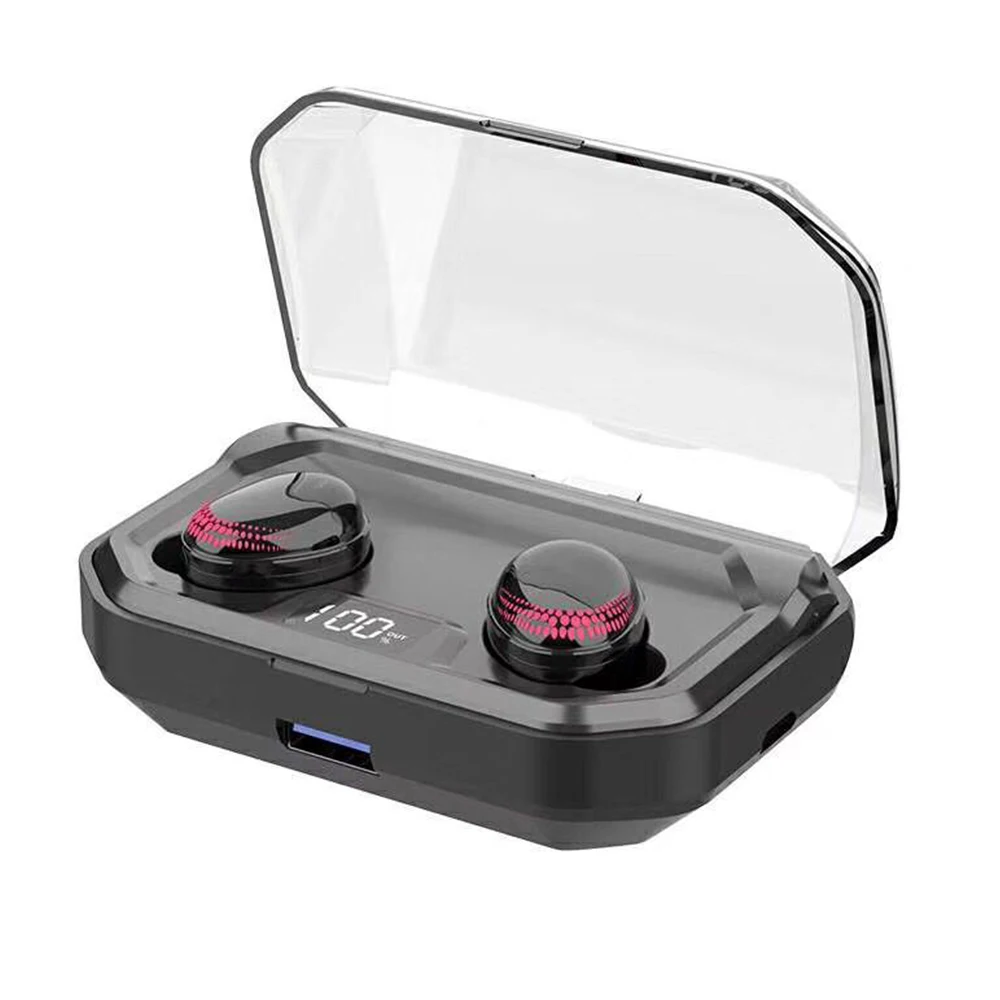 black X10 5,0 Bluetooth наушники TWS Беспроводные водонепроницаемые наушники HD аудио гарнитуры портативные наушники-вкладыши спортивные наушники с зарядным устройством - Цвет: black