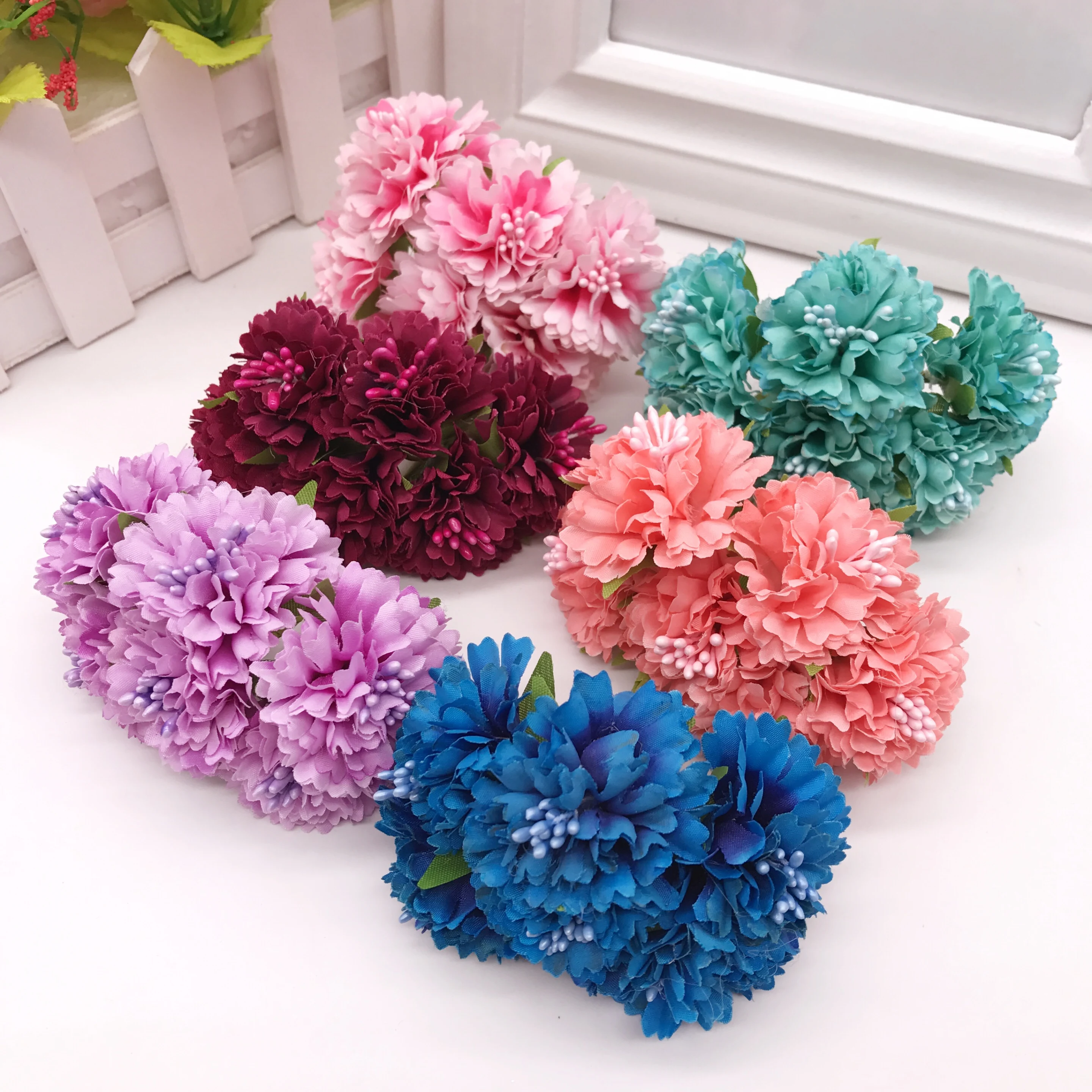 Marigold 6 шт./Букет 3 5 см мини Букет маргариток искусственный цветок свадебные