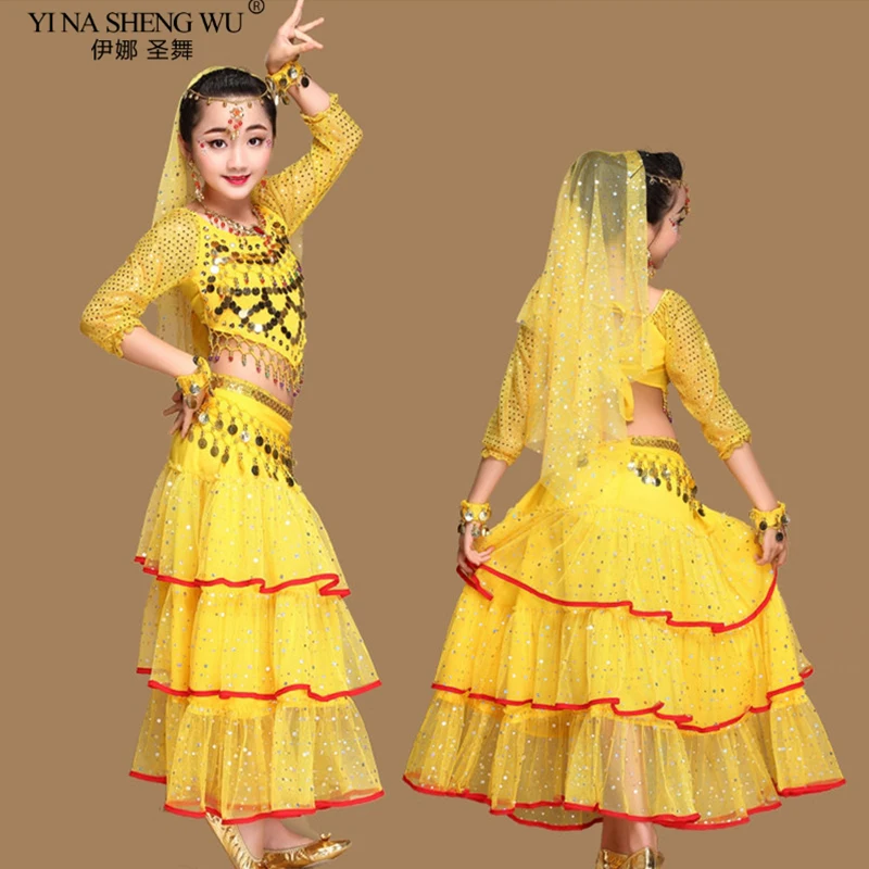 

Kids Bollywood Belly Dance Costumes Set Oriental Dance Children Dresses India Belly Dance Clothes Bellydance Girls Dancer 3color