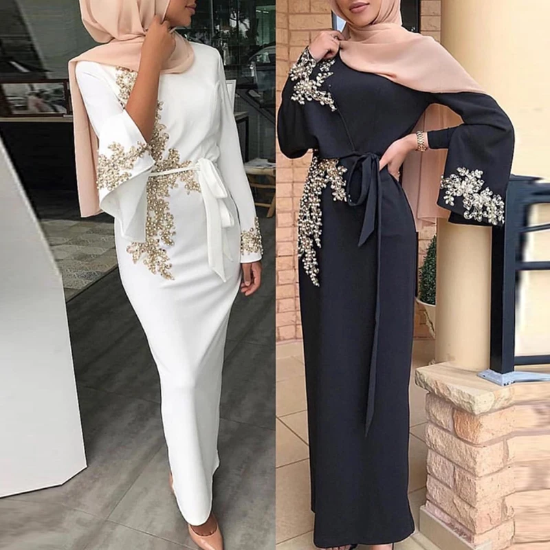 Eid Mubarak Abaya Дубай Турция мусульманское хиджаб платье кафтан мусульманская одежда