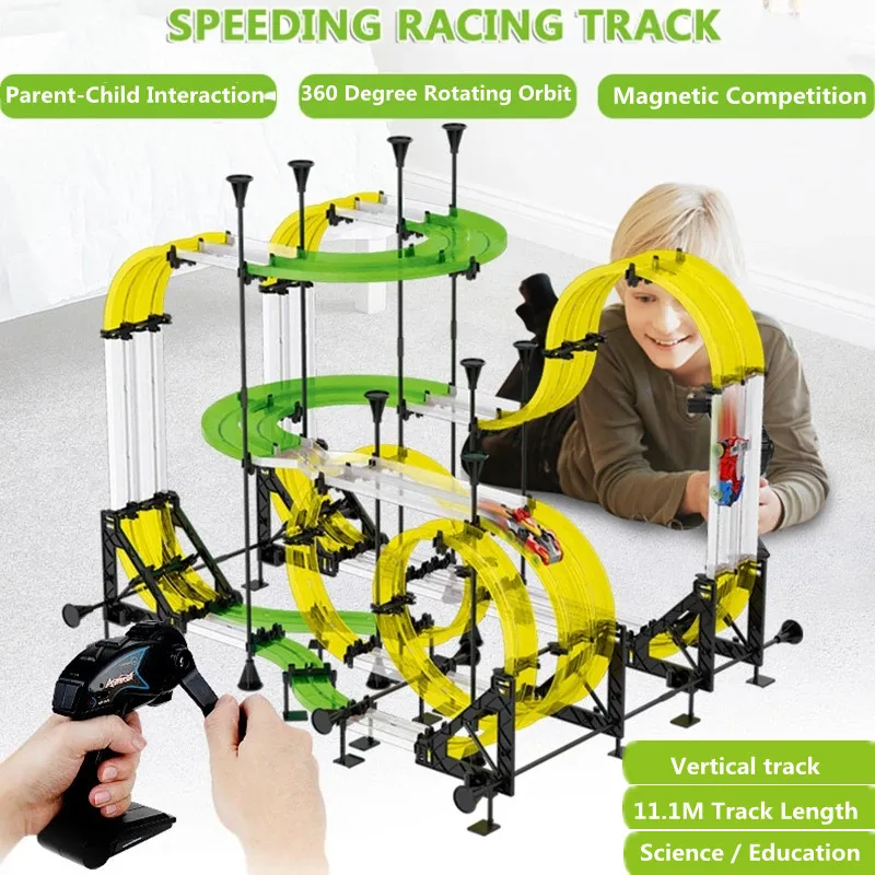

Electric Magnetic Rail RC Car 360 Degree Rotating Orbit DIY Parent-Child Interaction Assembly Scene Racing Car RC Toy Kid Gift