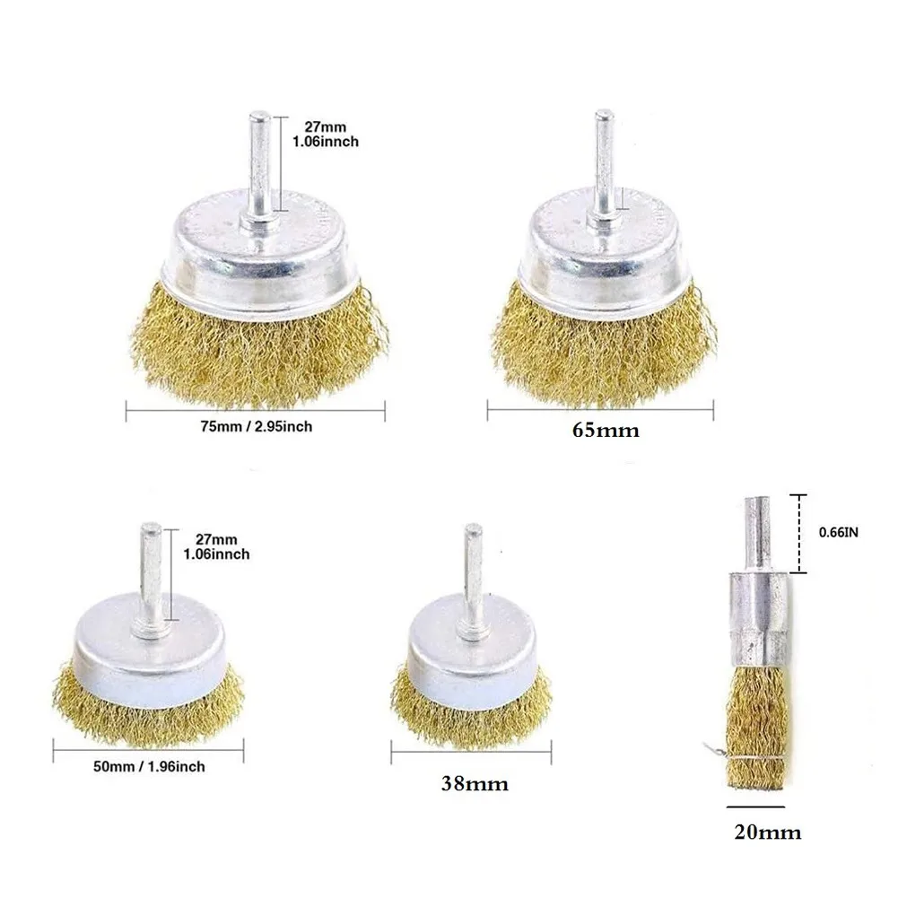 

20/38/50/65/75mm Cup Brush 4500 RPM Attachments Edges Brass Wire Brush