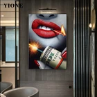 Картины на холсте с изображением сексуальных красных губ и денег, современная абстрактная фигурка на заказ, женское лицо, настенные картины, домашние плакаты и принты