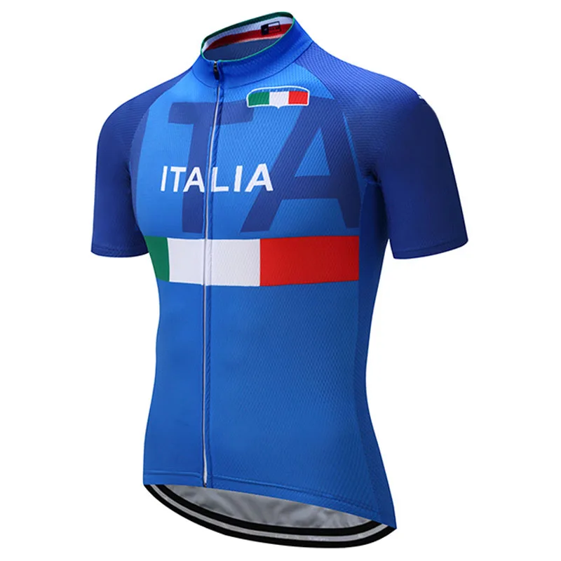 

italy Styles Pro Outdoors Cycling Jersey Bicycle MTB Wear Clothes Jacket Breathable Short Shirt Polyester Pocket Bike Sport Top