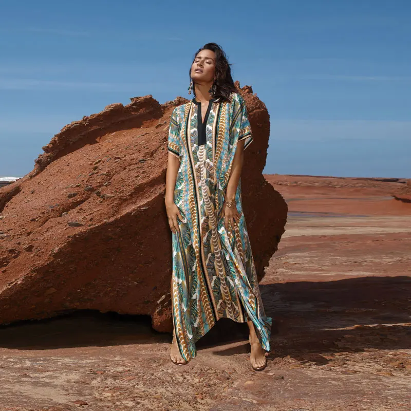 Быстросохнущая накидка 2021 летнее платье с богемным принтом хлопковая туника