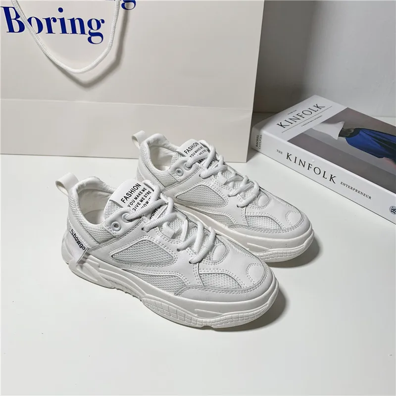 Новая летняя обувь на высокой платформе из сетчатого материала Белые туфли