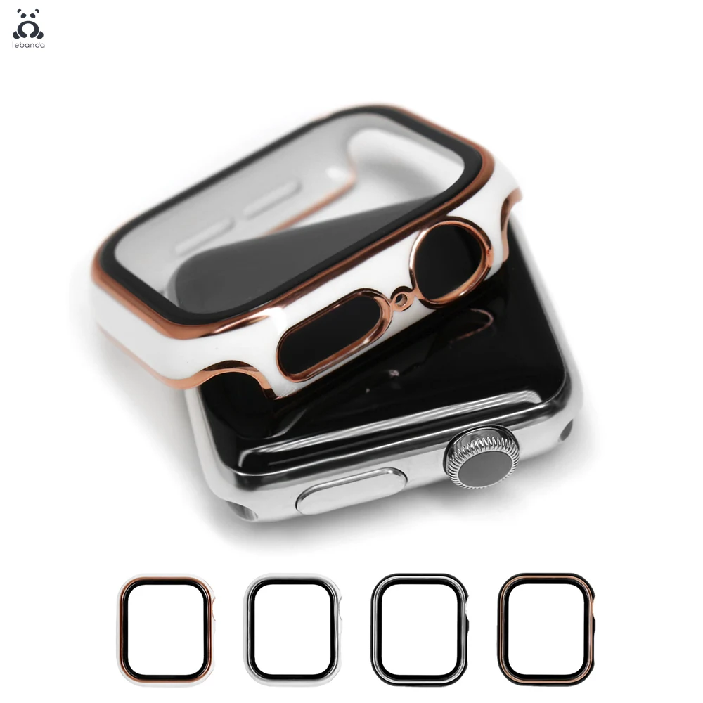 

Защитное стекло на весь экран для Apple Watch серии 6 SE 5 4 3 2, блестящий пластиковый бампер, жесткая рамка, защитный чехол для iWatch