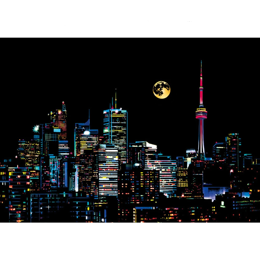 

Toronto Scratch Night View Poster Sticker Deluxe Erase Black Scratch World Map Scratch Off Foil Layer Coating Painting as Gift