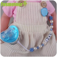 fosmeteor new crystal pacifier chains imitation pearls pacifier clips safe twinkling princess chain baby girl holder chain toy