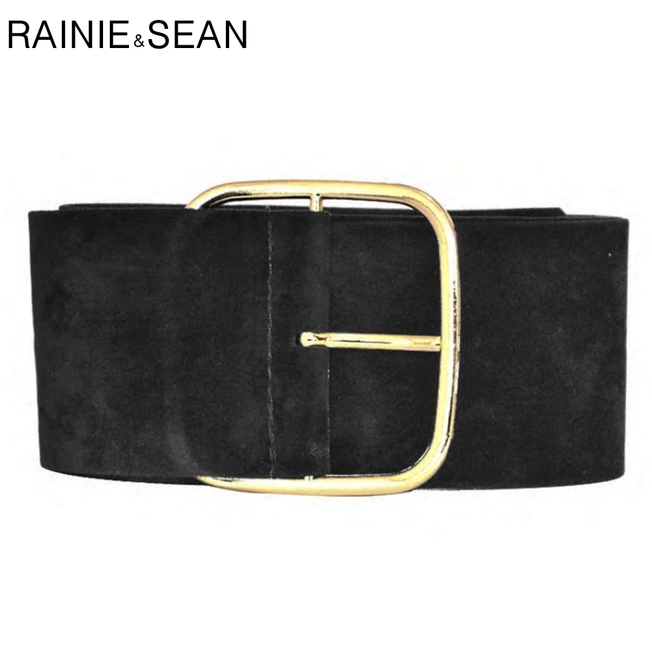 Ремень RAINIE SEAN замшевый Женский широкий пояс для платьев черный армейский зеленый