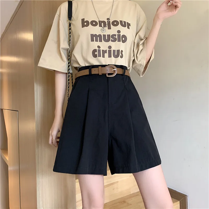 

YTX972 2021 new Korean version of the high-waisted thin drape all-match western-style wide-leg shorts casual pants