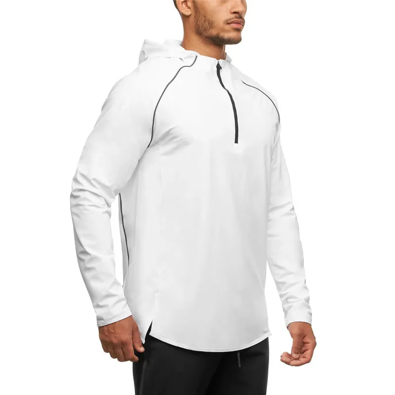 

Autumn Running Gym Long Sleeve Hoodies Jackets Sport Fitness Hiking Outdoor Slim Stretch Zipper Sportswear Male Training Coat