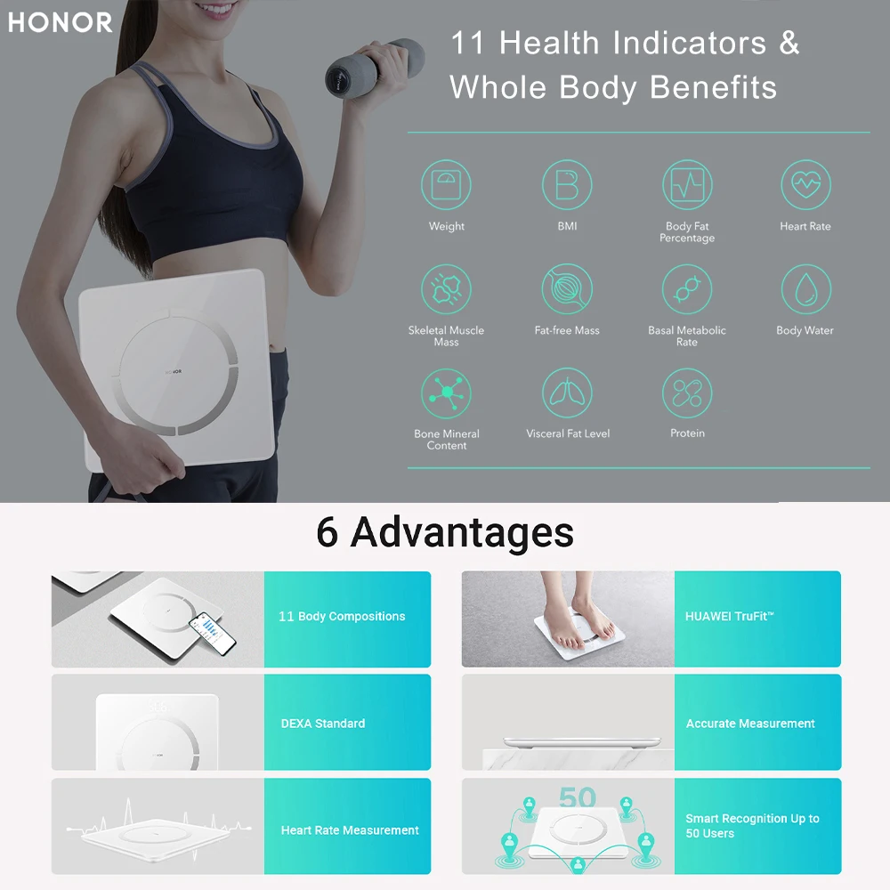 HONOR весы 2 DEXA Стандартный 11 тела анализатор монитор умные приложение тариф