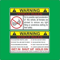 warning decals 2 vehicle rules funny sticker car truck decal no bra warning jdm auto fits honda pvc vinyl reflective stickers