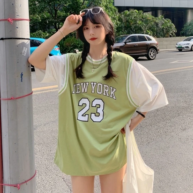 Футболка большого размера с рукавом до локтя женские свободные топы средней