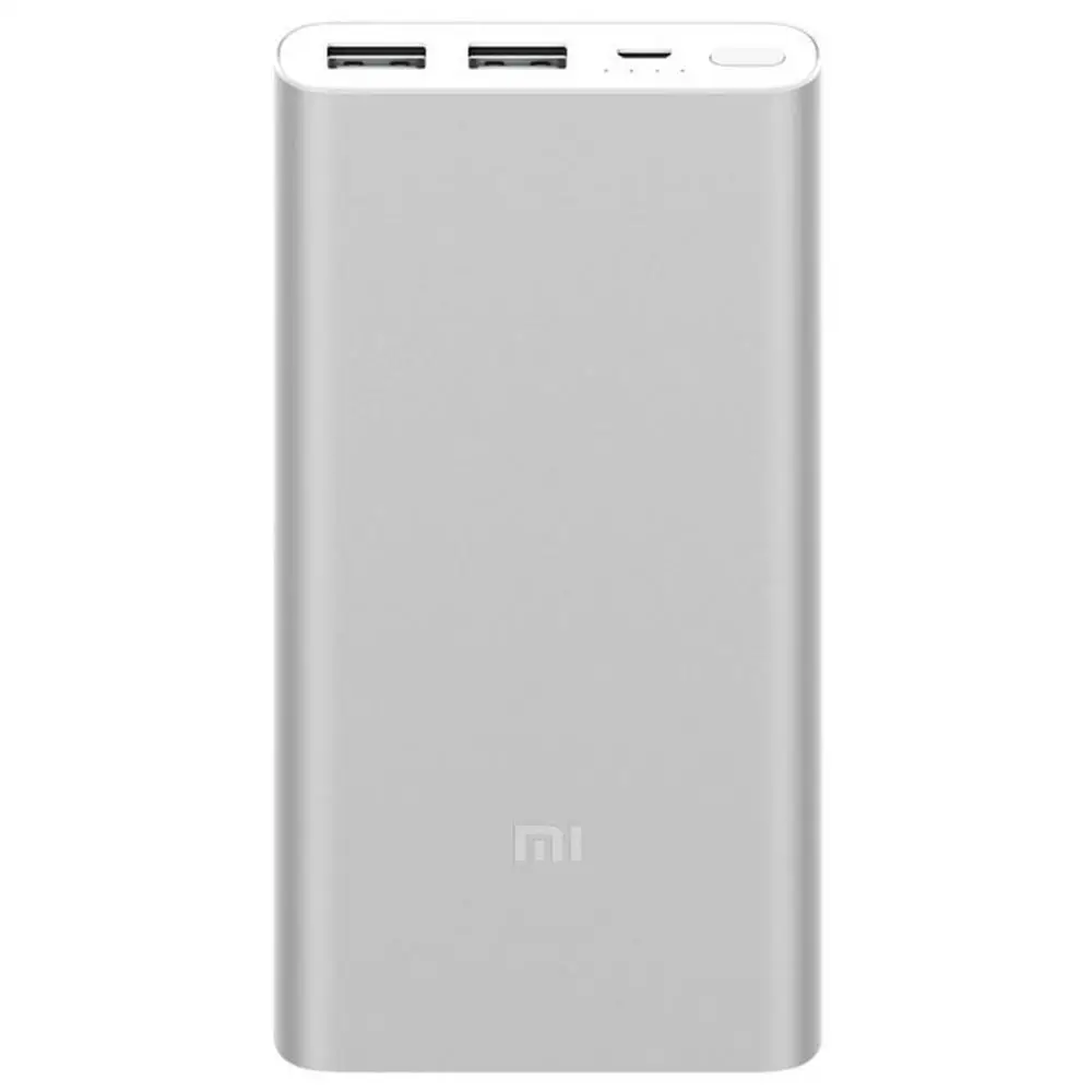 Серебристый Xiao mi 10000mAh power bank 2 внешнее устройство для быстрой зарядки аккумулятора power bank 10000mAh PLM09ZM с двумя выходами USB - Цвет: Серебристый