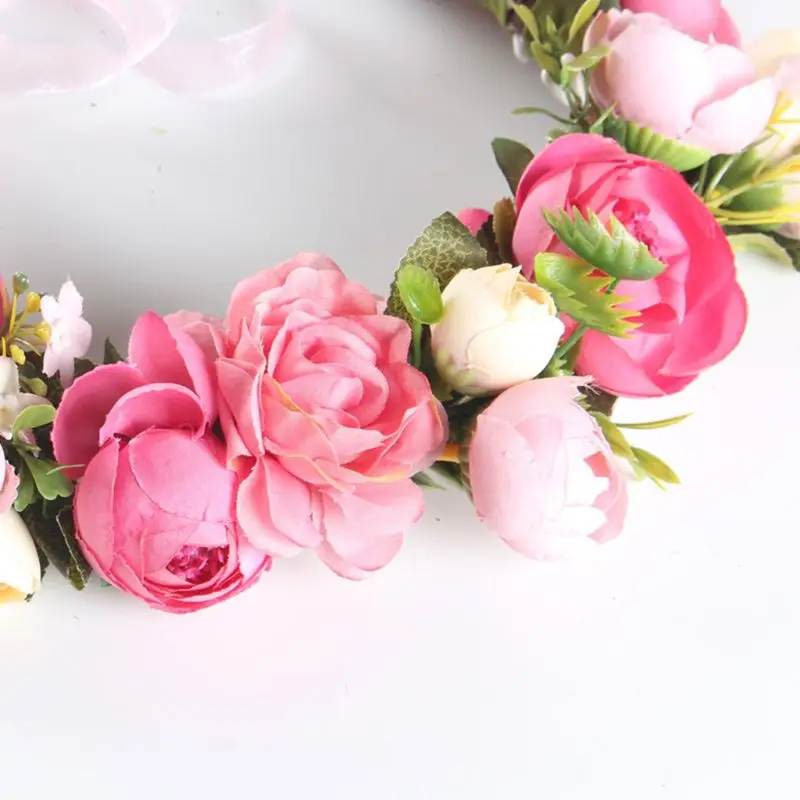 

Wedding Party Wreath Headband Simulation Tea Rose Flower Buds Bridal Crown Tiara