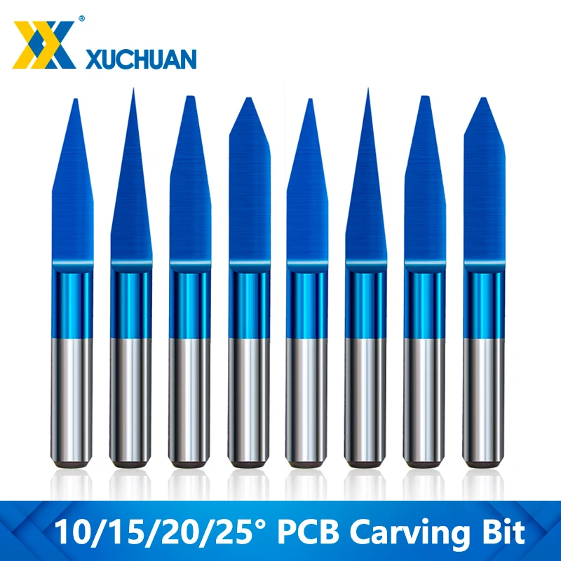 

Набор гравировальных фрез с V-образным покрытием, 3,175 мм, 10/15/20/25 градусов