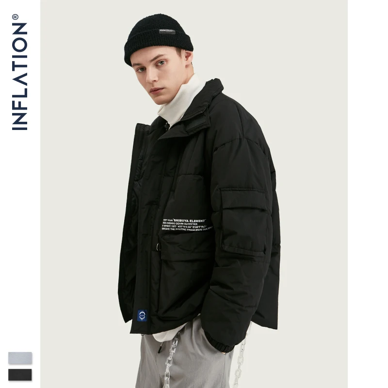 Зимняя мужская куртка с надписями 2019 уличная одежда высоким воротником