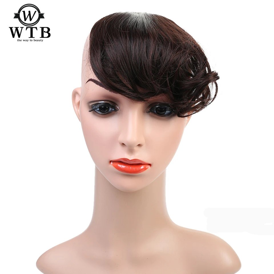 Искусственная челка искусственная короткая плоская с двумя боковыми зажимами