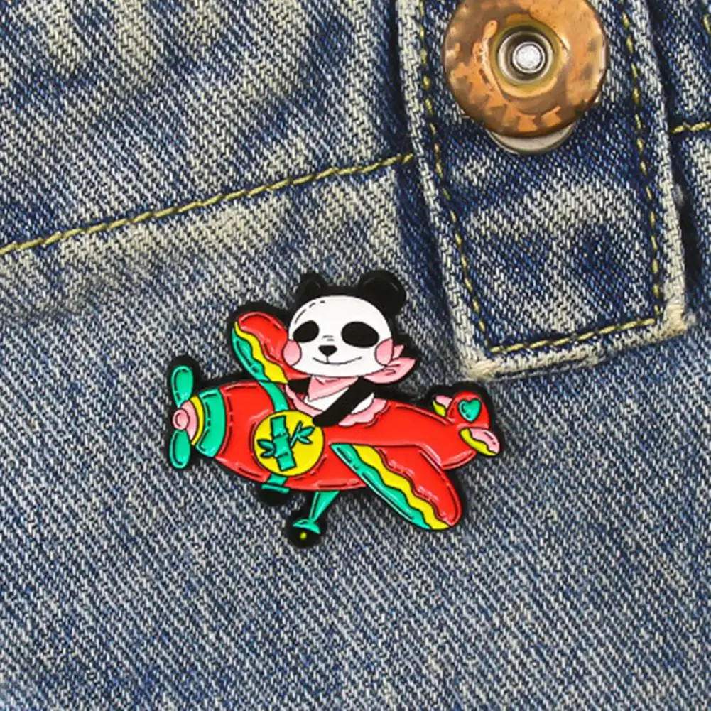 1 шт. эмалированная брошь летающий самолет панда забавное животное красный