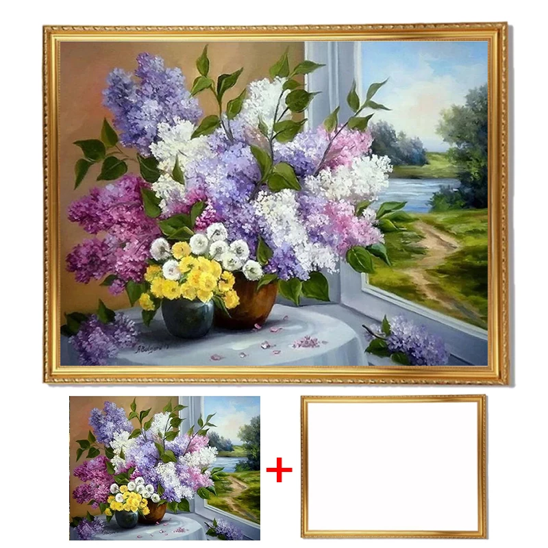 Алмазная 5D Вышивка с рамкой сделай сам лаванда вышивка крестиком алмазная