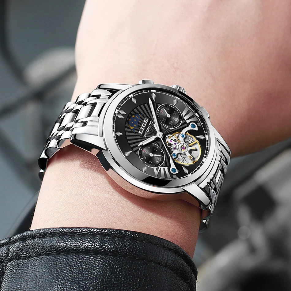 Montre Homme LIGE мужские s часы Топ люксовый бренд мода Tourbillon автоматические механические часы мужские водонепроницаемые часы со скелетом