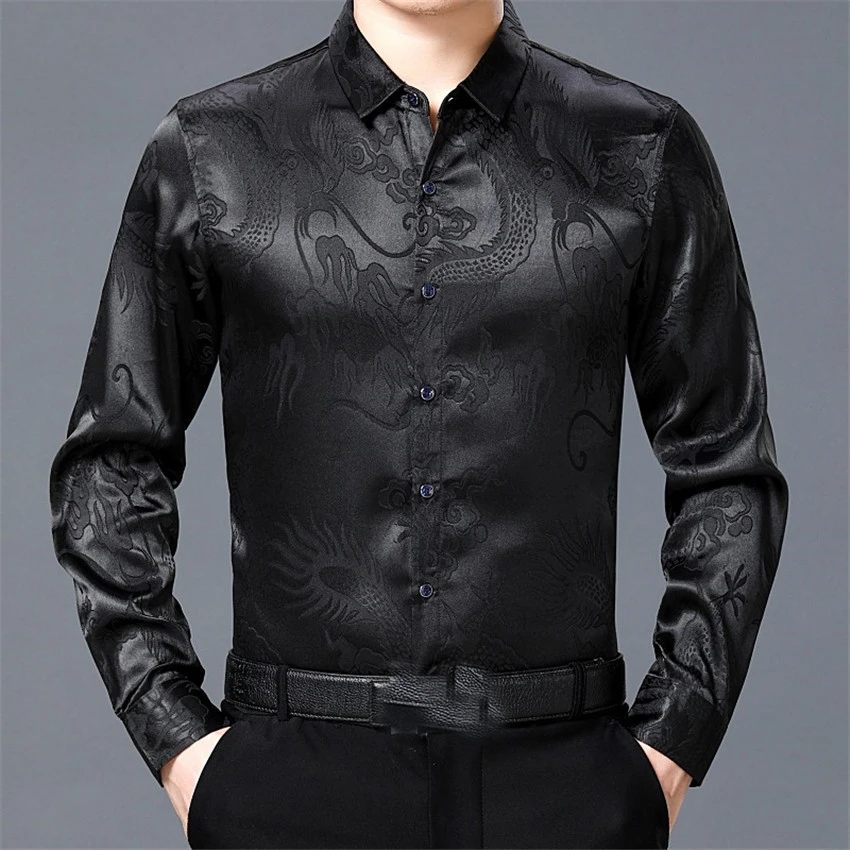 Мужская рубашка с принтом летняя Новинка деловая Повседневная приталенная